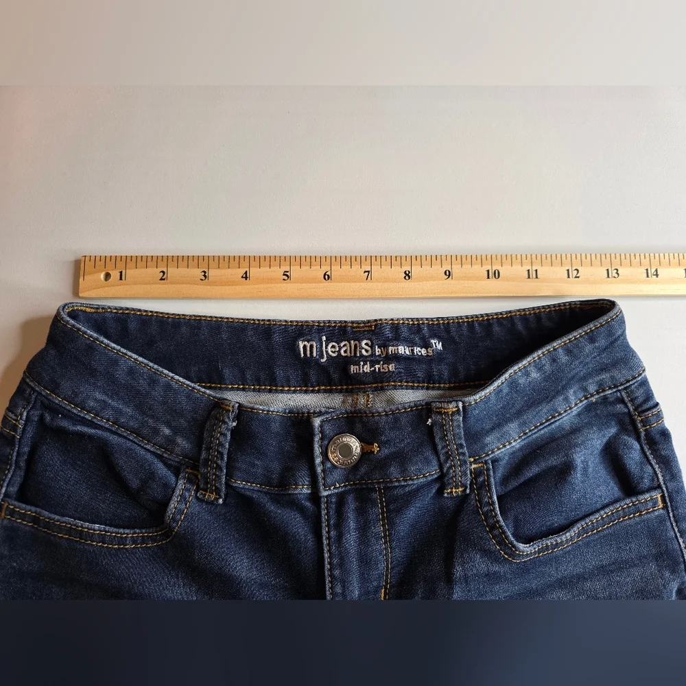 Maurices Sz S Super Soft Plaid Cuff Mid Rise Jeans Skinny Bx-3168